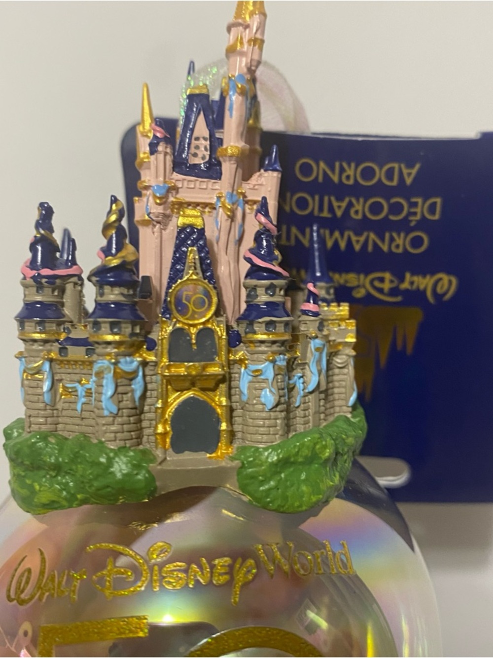 Disney World 50th Anniversary Black Pleather Ears, Castle Ornament And Bag - Picture 7 of 7